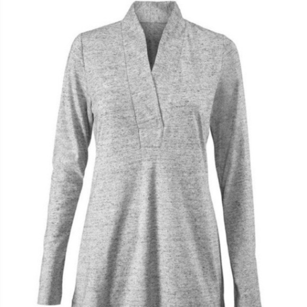 Cabi Placket Heather Gray V-Neck Top #3060